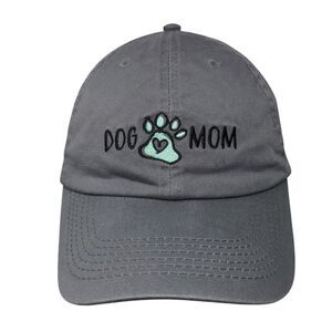 Dog Mom Slideback Hat Gray One Size Embroidered Paw 6 Panel Open Road